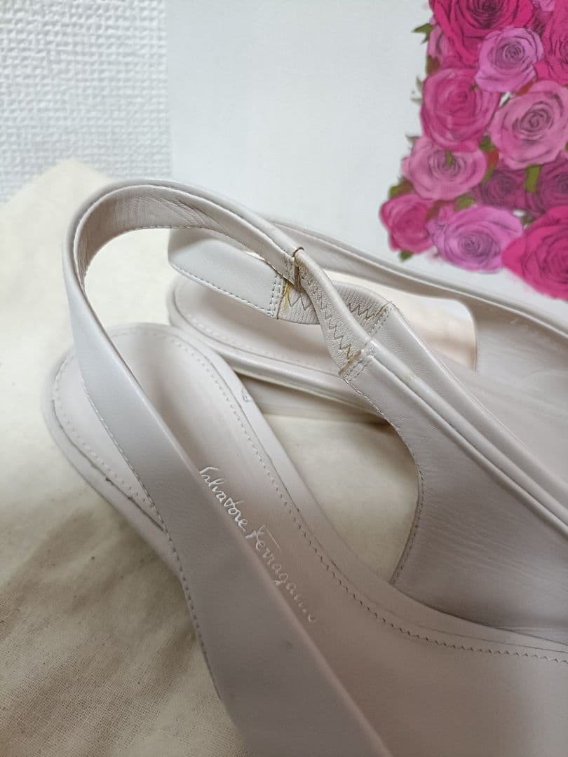 値下げ!!Ferragamo★VIVA リボンフラットパンプス7D 24.5cm