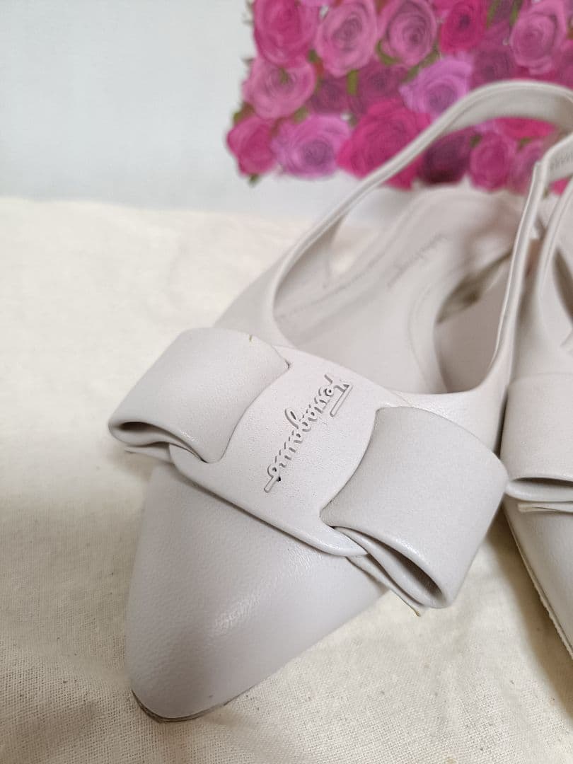 値下げ!!Ferragamo★VIVA リボンフラットパンプス7D 24.5cm