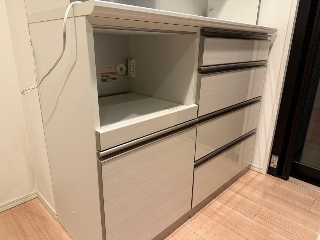 ホワイト 食器棚 ガラス扉 収納　綾野　Ayano 120cm 高さ217cm