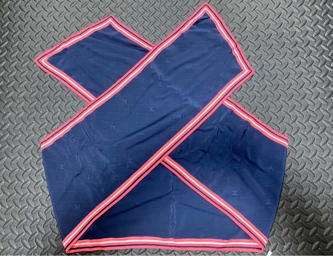 CHANEL ストール 大判 ネイビー×ピンク ココ 限定　箱付き