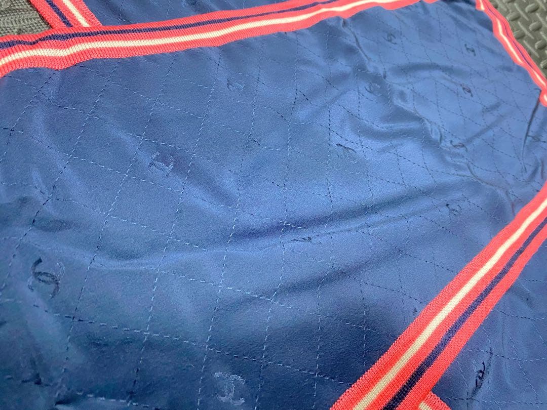 CHANEL ストール 大判 ネイビー×ピンク ココ 限定　箱付き