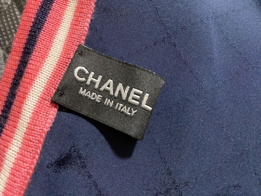 CHANEL ストール 大判 ネイビー×ピンク ココ 限定　箱付き