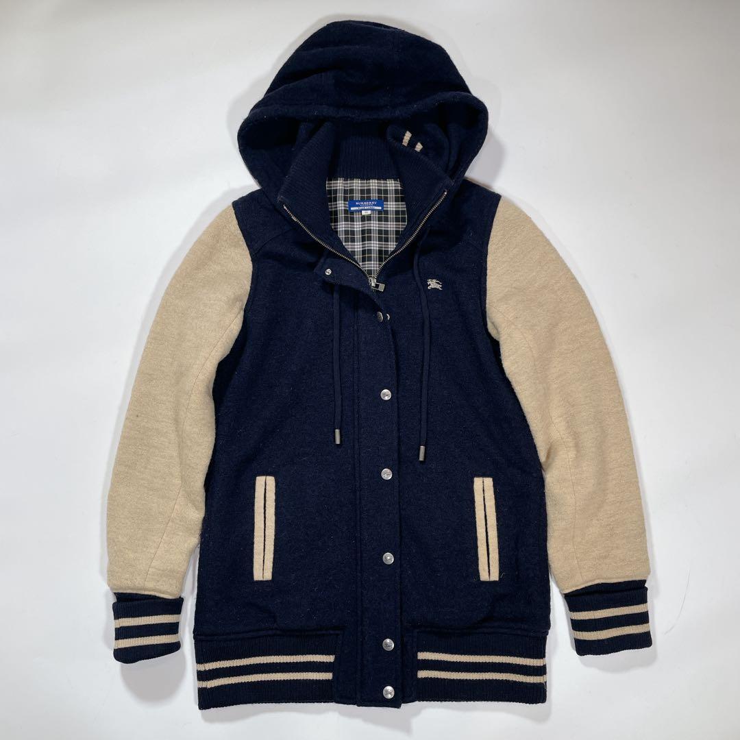 希少✨　バーバリーブルーレーベル　スタジャン　フード　チェック　ホースロゴ　M
