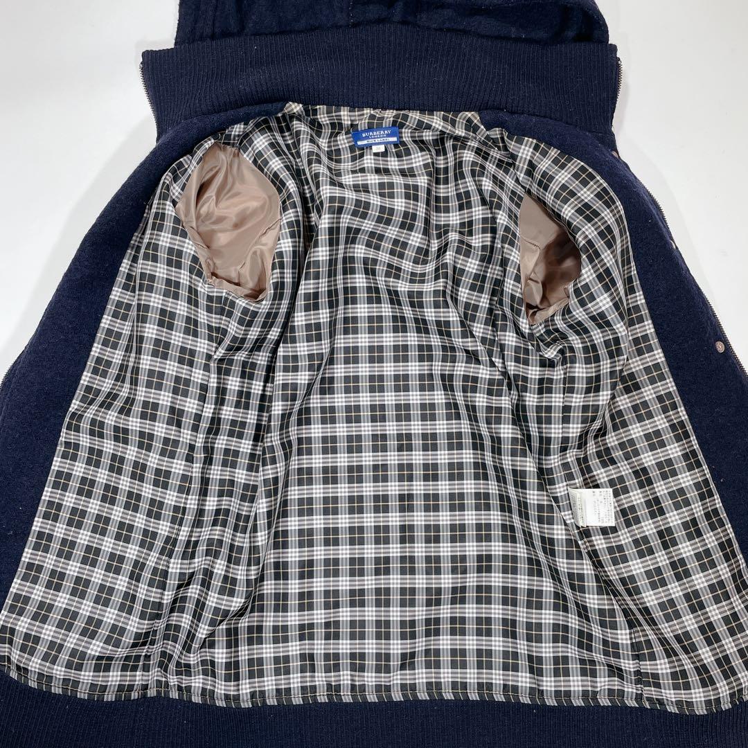 希少✨　バーバリーブルーレーベル　スタジャン　フード　チェック　ホースロゴ　M