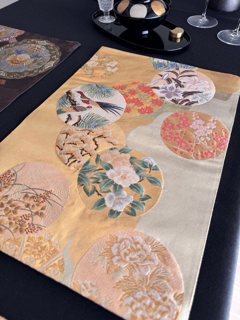 専用◼︎70◼︎一点物 高級袋帯 正絹ランチョンマット4枚セット【帯リメイク】