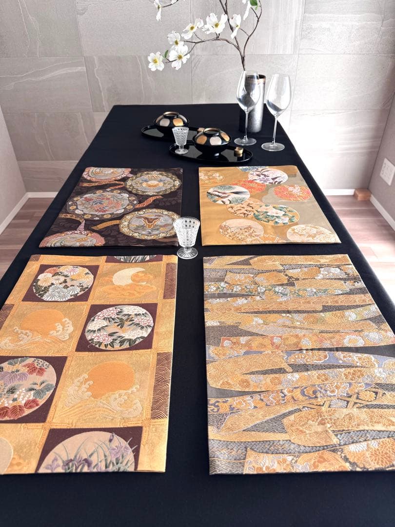 専用◼︎70◼︎一点物 高級袋帯 正絹ランチョンマット4枚セット【帯リメイク】