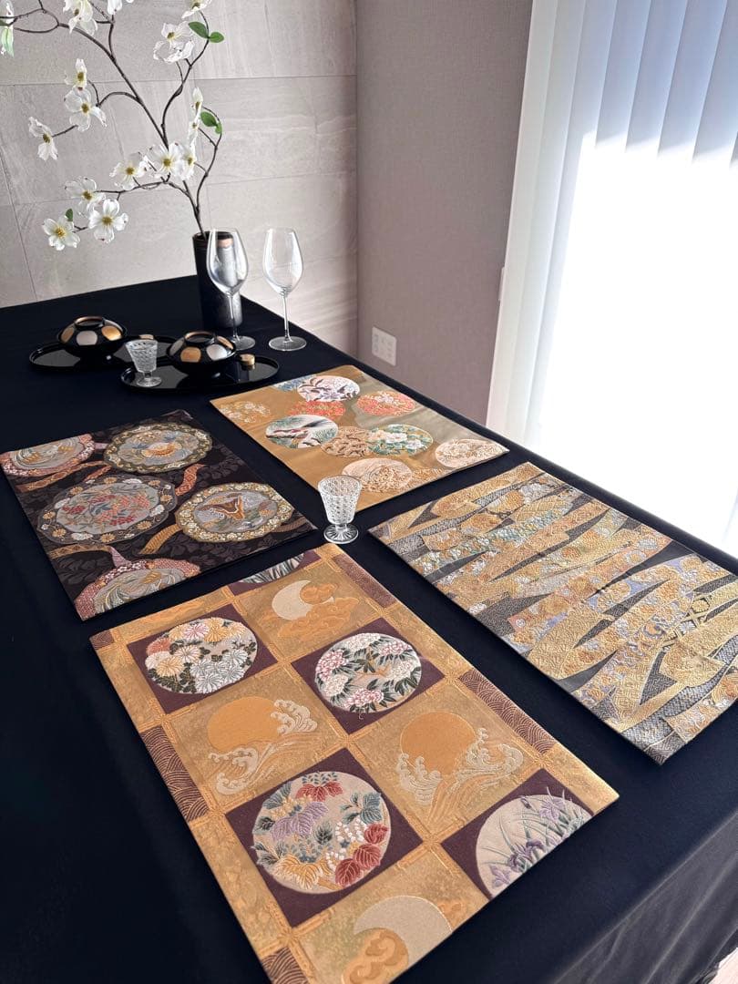 専用◼︎70◼︎一点物 高級袋帯 正絹ランチョンマット4枚セット【帯リメイク】