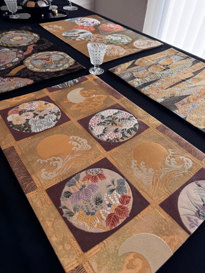 専用◼︎70◼︎一点物 高級袋帯 正絹ランチョンマット4枚セット【帯リメイク】