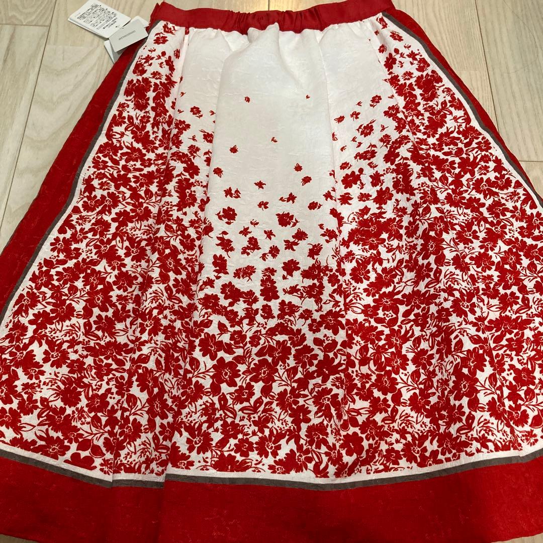 エムズグレイシー　スカート　花柄　日本製　新品　パネルプリントスカート　38