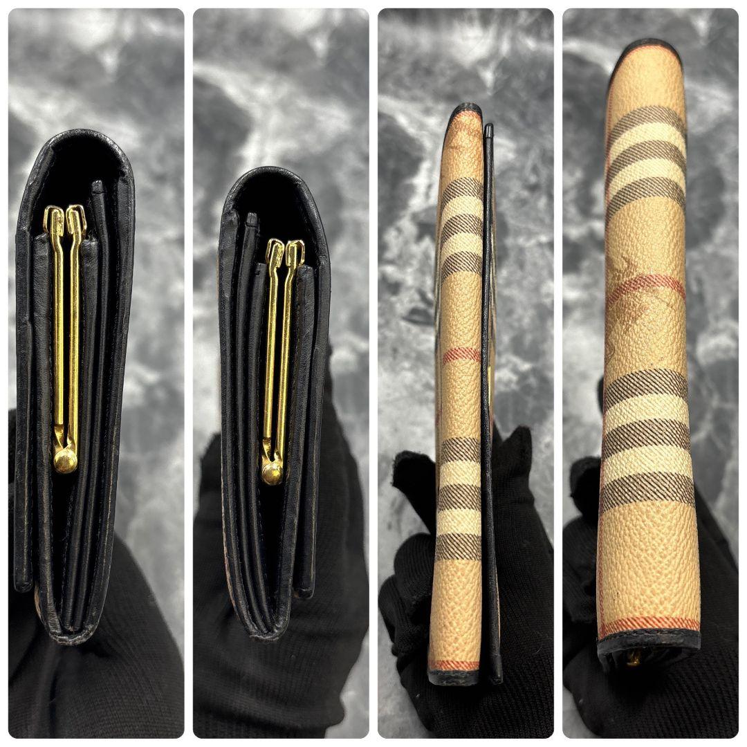 未使用級◎✨極美品✨バーバリー 二つ折り 長財布 がま口 小銭入れ ノバチェック