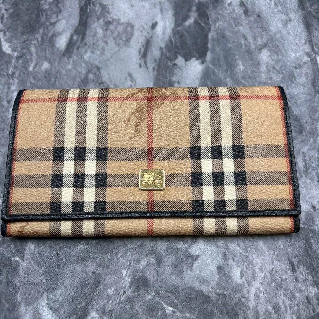 未使用級◎✨極美品✨バーバリー 二つ折り 長財布 がま口 小銭入れ ノバチェック