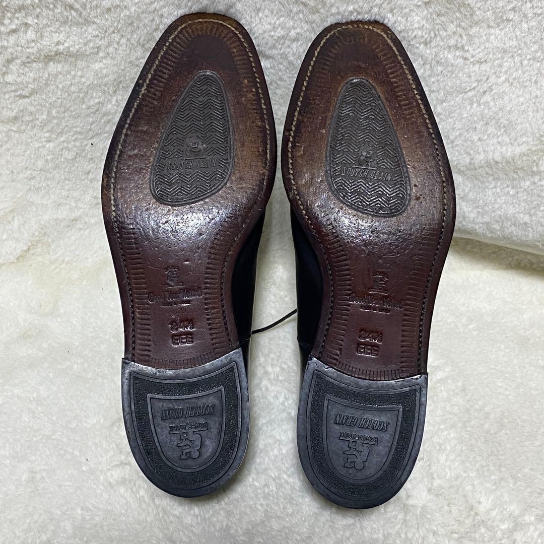 極美品 スコッチグレイン 24.5cm 3526 ストレートチップ 黒