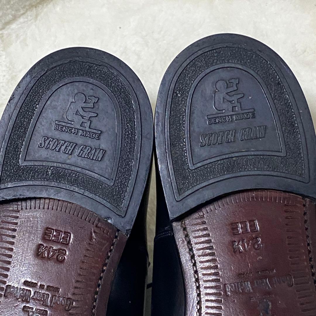 極美品 スコッチグレイン 24.5cm 3526 ストレートチップ 黒