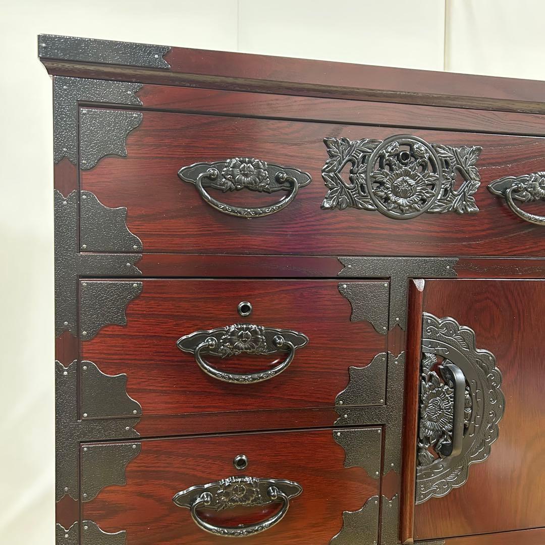 希少　筑後民芸 欅　車箪笥　和タンス　ローチェスト　サイドチェスト　鍵付　蟻組