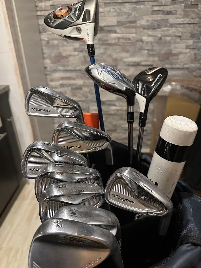 デニム風 ゴルフバッグ　キャリーバック　クラブフルセット付