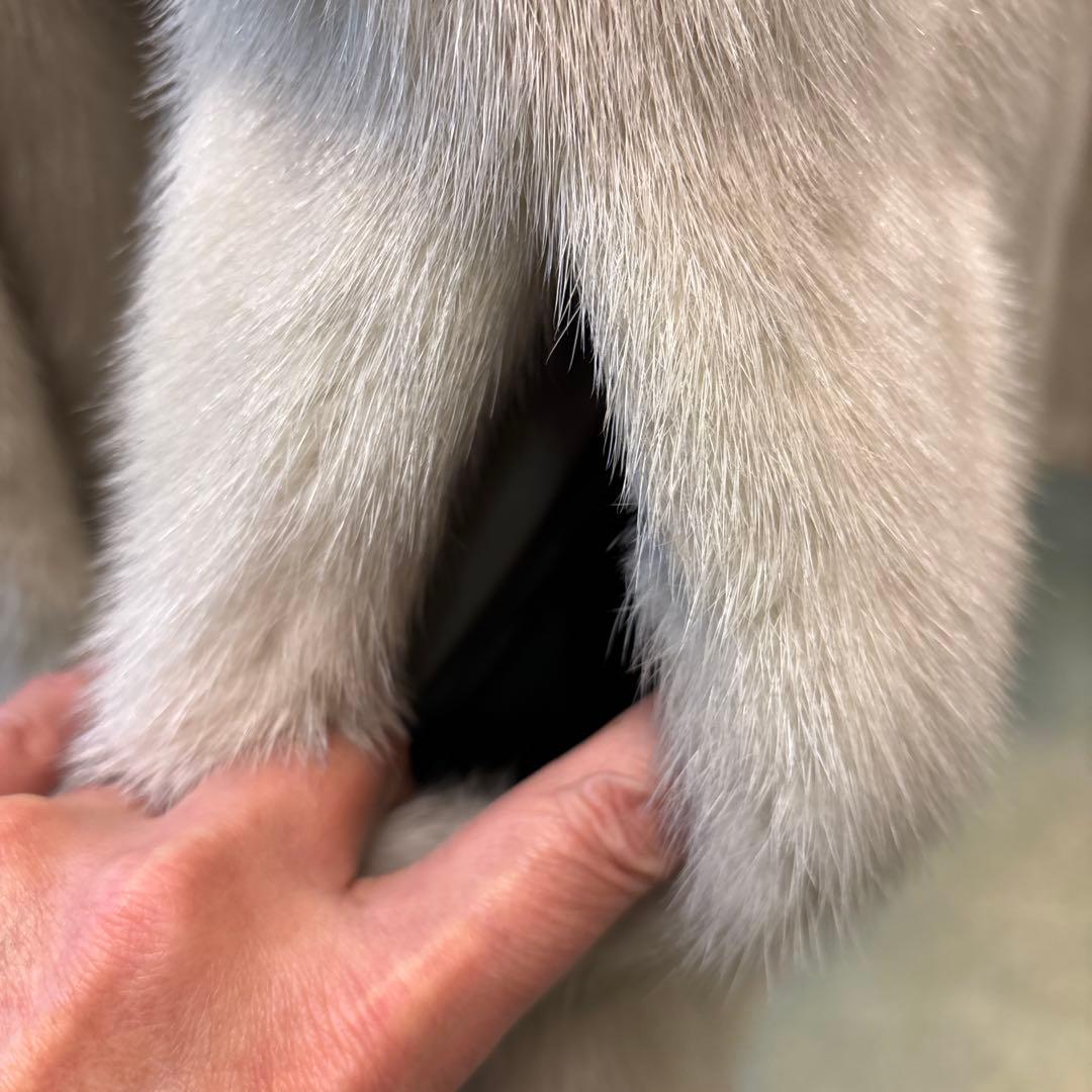 クリーム色 ファーコート ノーカラー