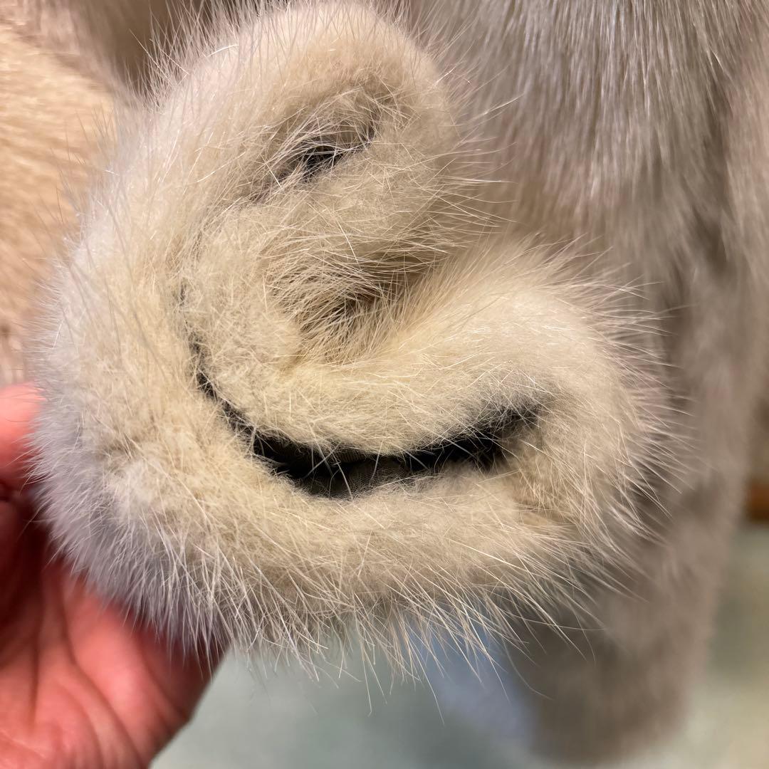 クリーム色 ファーコート ノーカラー