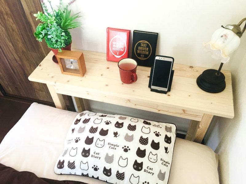 ハンドメイド ナイトテーブル (ナチュラル)