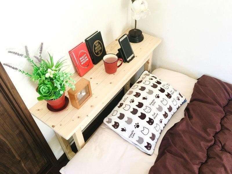 ハンドメイド ナイトテーブル (ナチュラル)