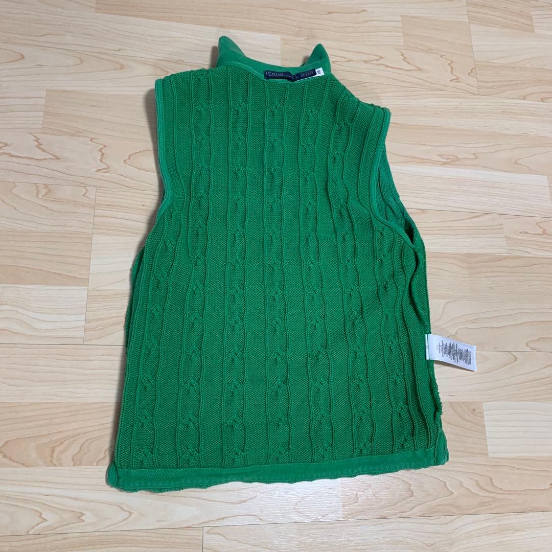 【美品】POLO ラルフローレン　ケーブルニットクロップドポロシャツ