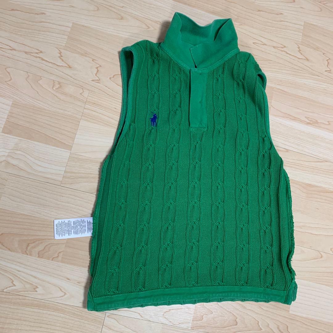 【美品】POLO ラルフローレン　ケーブルニットクロップドポロシャツ