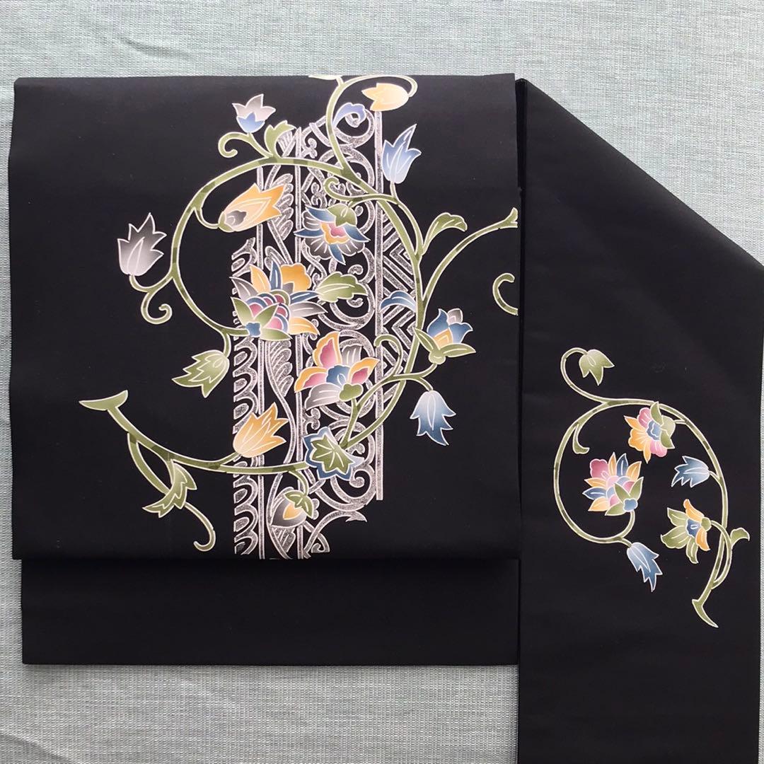 歳末セール❤️新品未使用　正絹　名古屋帯　アール・ヌーヴォー　唐草　草花模様