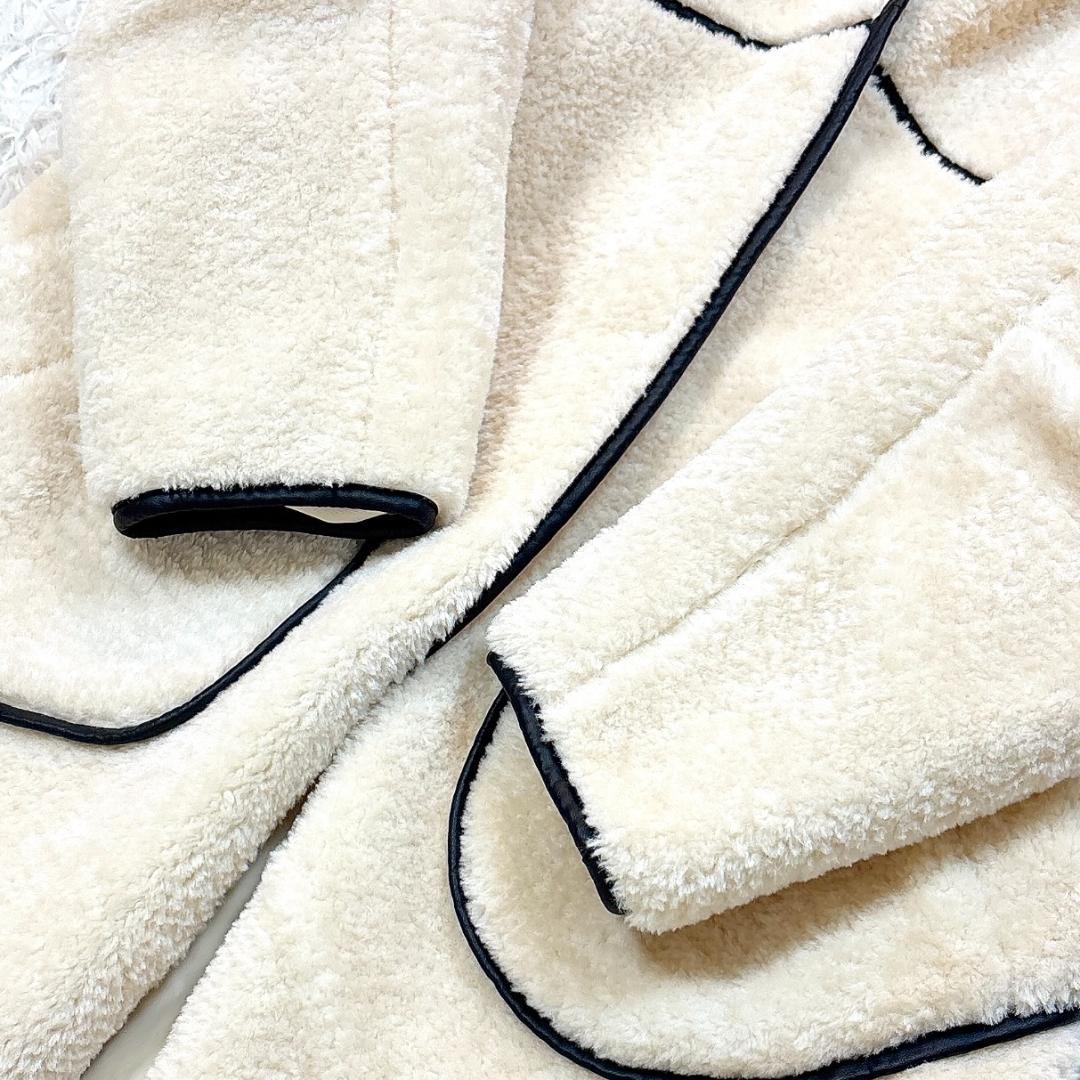 大人気カラー【未使用級極美品】ラリアムー パイピングロングボアコート アイボリー