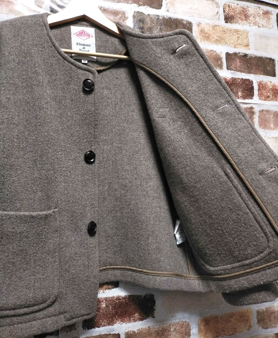 DANTON ダントン ウール ライト パイル ノーカラー ブルゾン