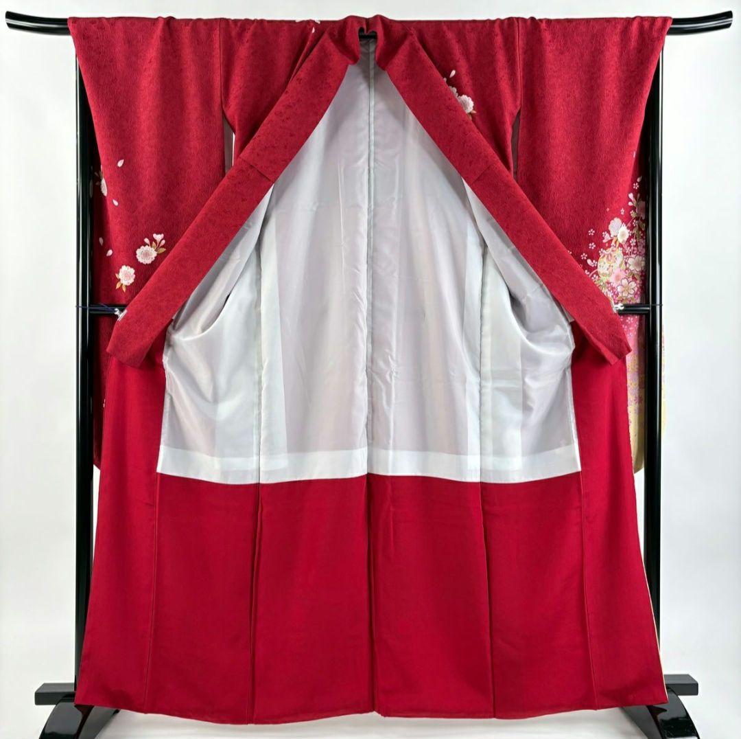 【振袖フルセット】身丈163.5cm 裄丈69cm 桜 手鞠 金彩 ぼかし 赤