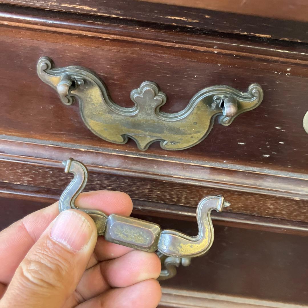 昭和レトロ カリモク イギリス様式 木製 書斎机 片袖 書斎机 古家具デスク