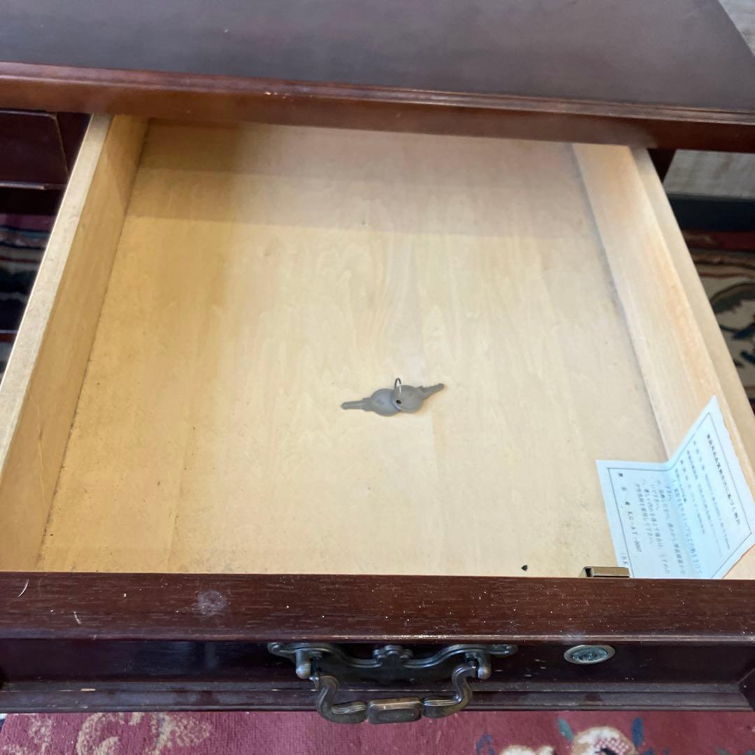 昭和レトロ カリモク イギリス様式 木製 書斎机 片袖 書斎机 古家具デスク