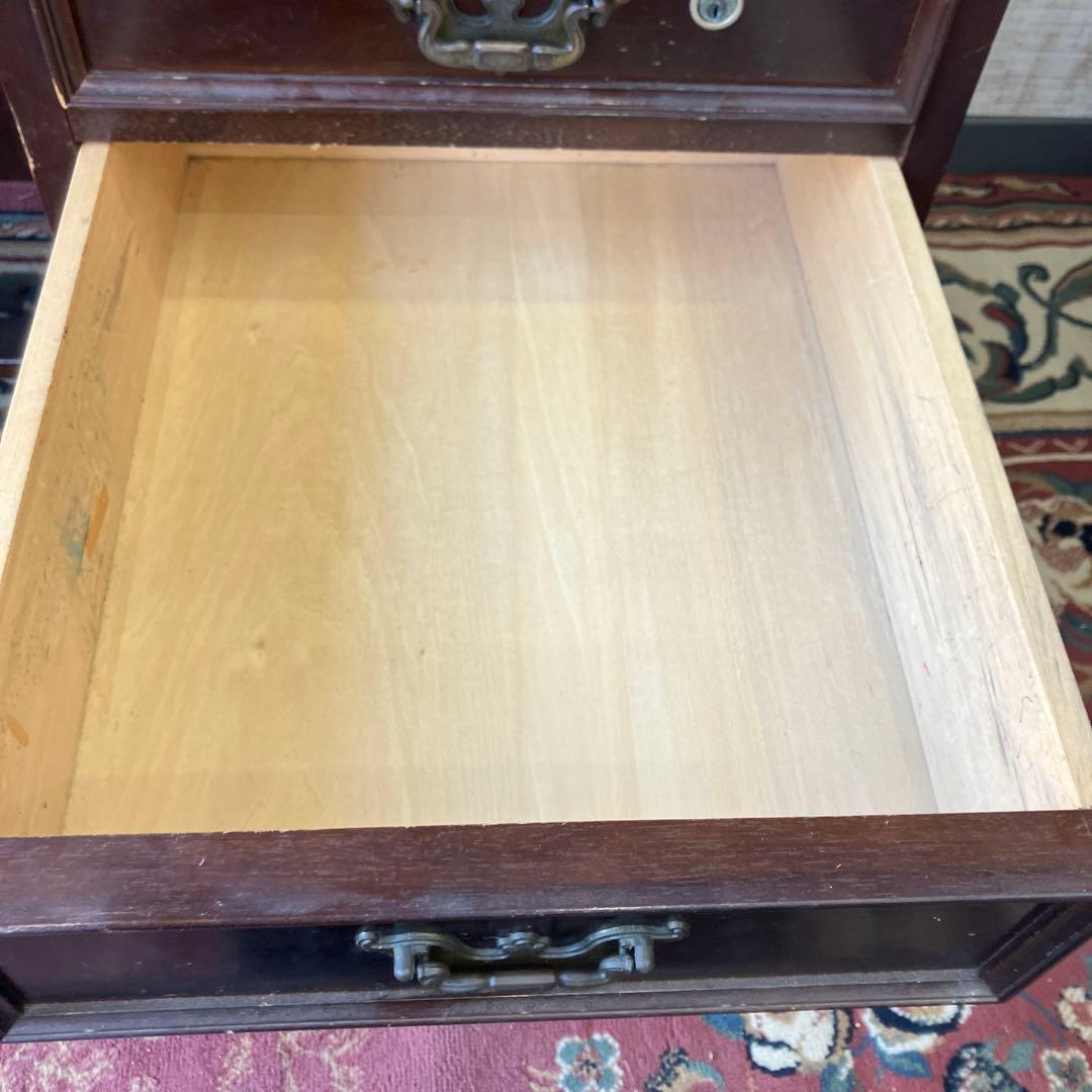 昭和レトロ カリモク イギリス様式 木製 書斎机 片袖 書斎机 古家具デスク