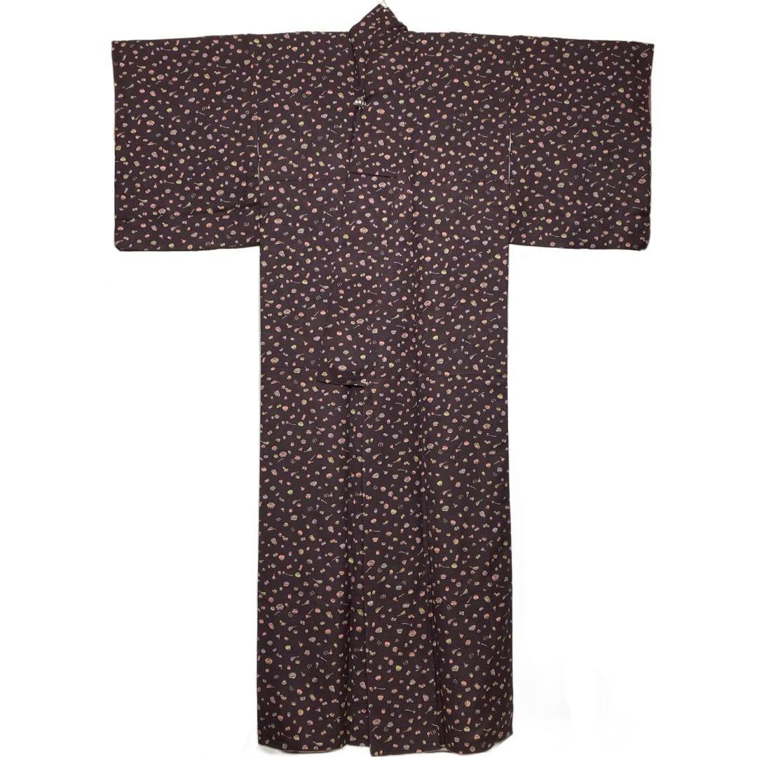 ¨̮⃝ 身丈165 上質 縮緬 茶道道具 お茶目な小紋 kimono