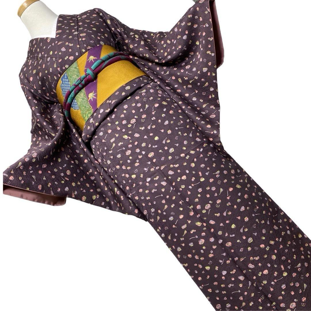 ¨̮⃝ 身丈165 上質 縮緬 茶道道具 お茶目な小紋 kimono