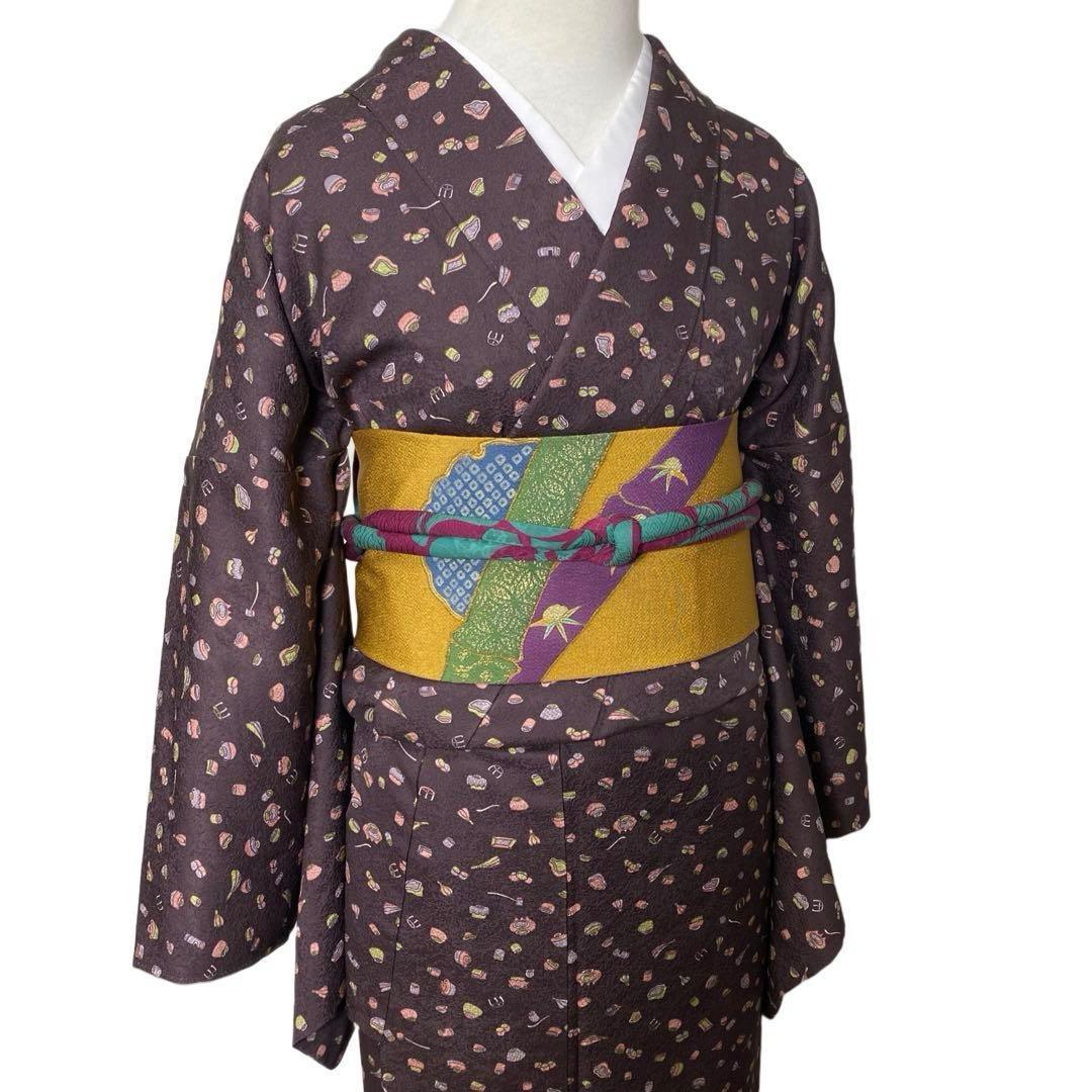 ¨̮⃝ 身丈165 上質 縮緬 茶道道具 お茶目な小紋 kimono