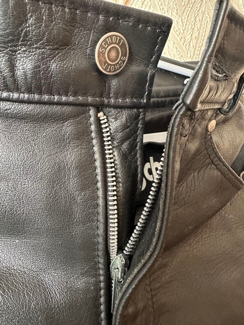 Schott レザー パンツ 30 黒　USED