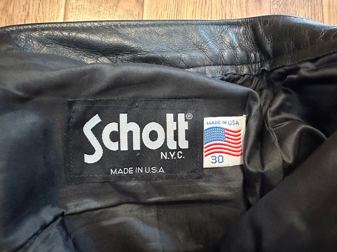 Schott レザー パンツ 30 黒　USED