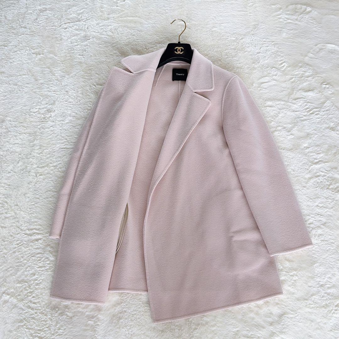 【セオリー】カシミヤウールダブルフェイスコート リュクスニューディバイド ピンク