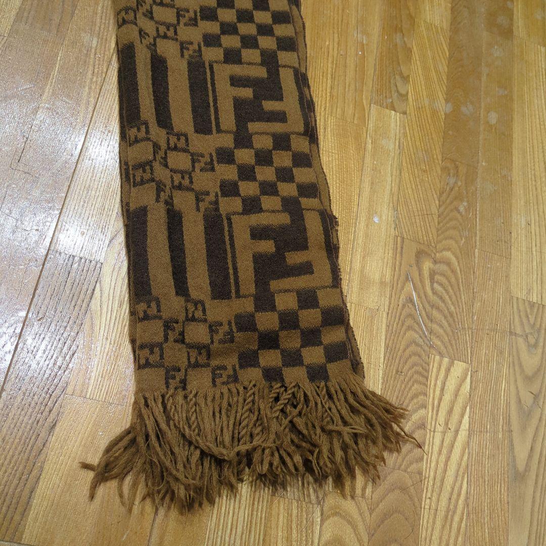 FENDI チェック柄 マフラー ブラウン