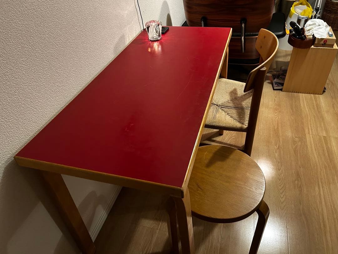artek アアルト　テーブル　ビンテージ　赤リノリウム　北欧　ウェグナー