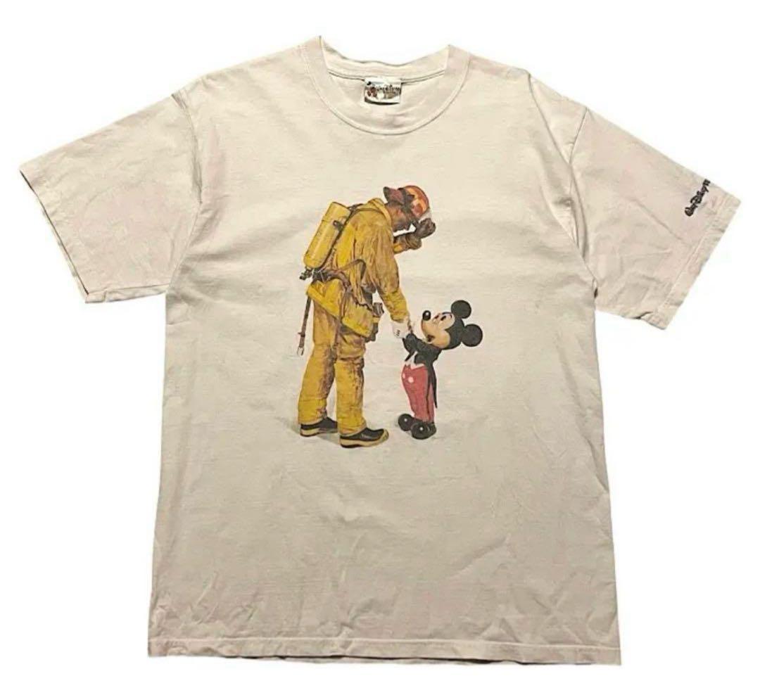 消防士とミッキー　Tシャツ　Lサイズ　ヴィンテージ