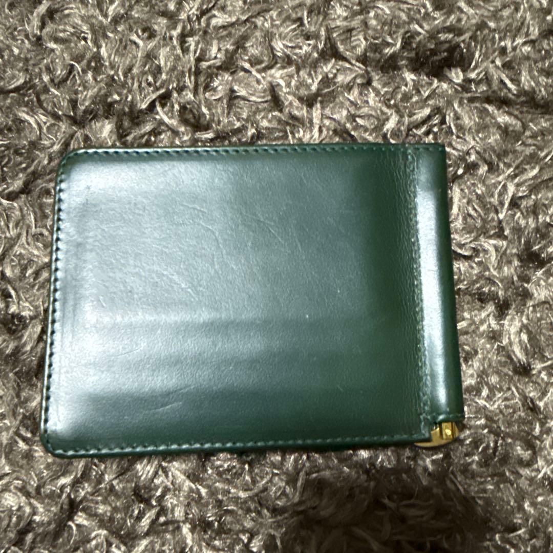 GLEN 緑色 レザー マネークリップ