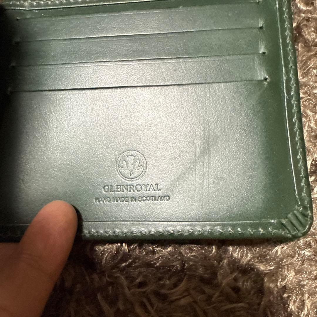 GLEN 緑色 レザー マネークリップ