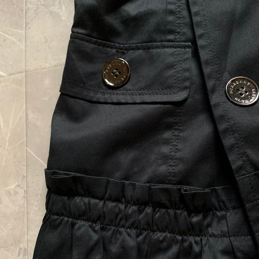 バーバリーブルーレーベル　コート　フリル　ノバチェック　黒　38