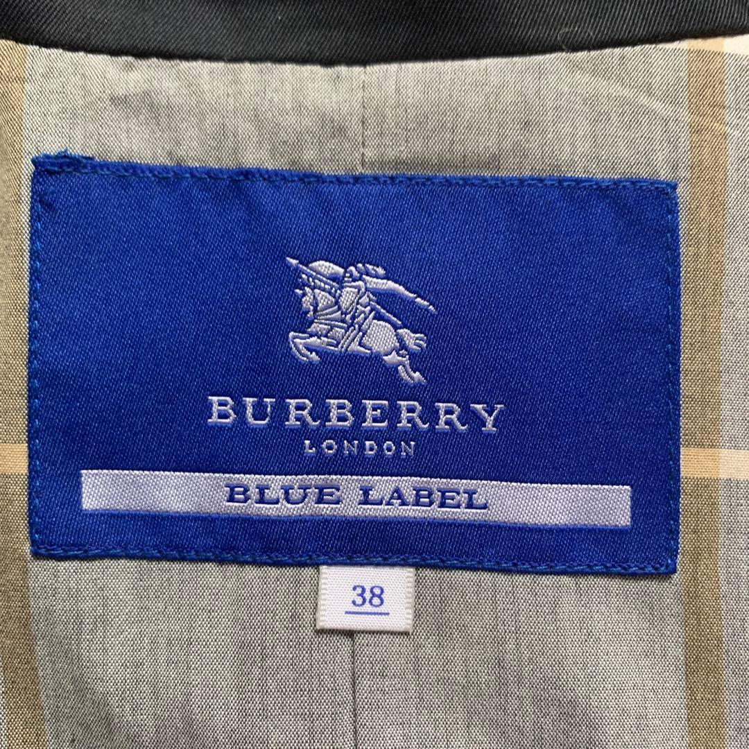 バーバリーブルーレーベル　コート　フリル　ノバチェック　黒　38