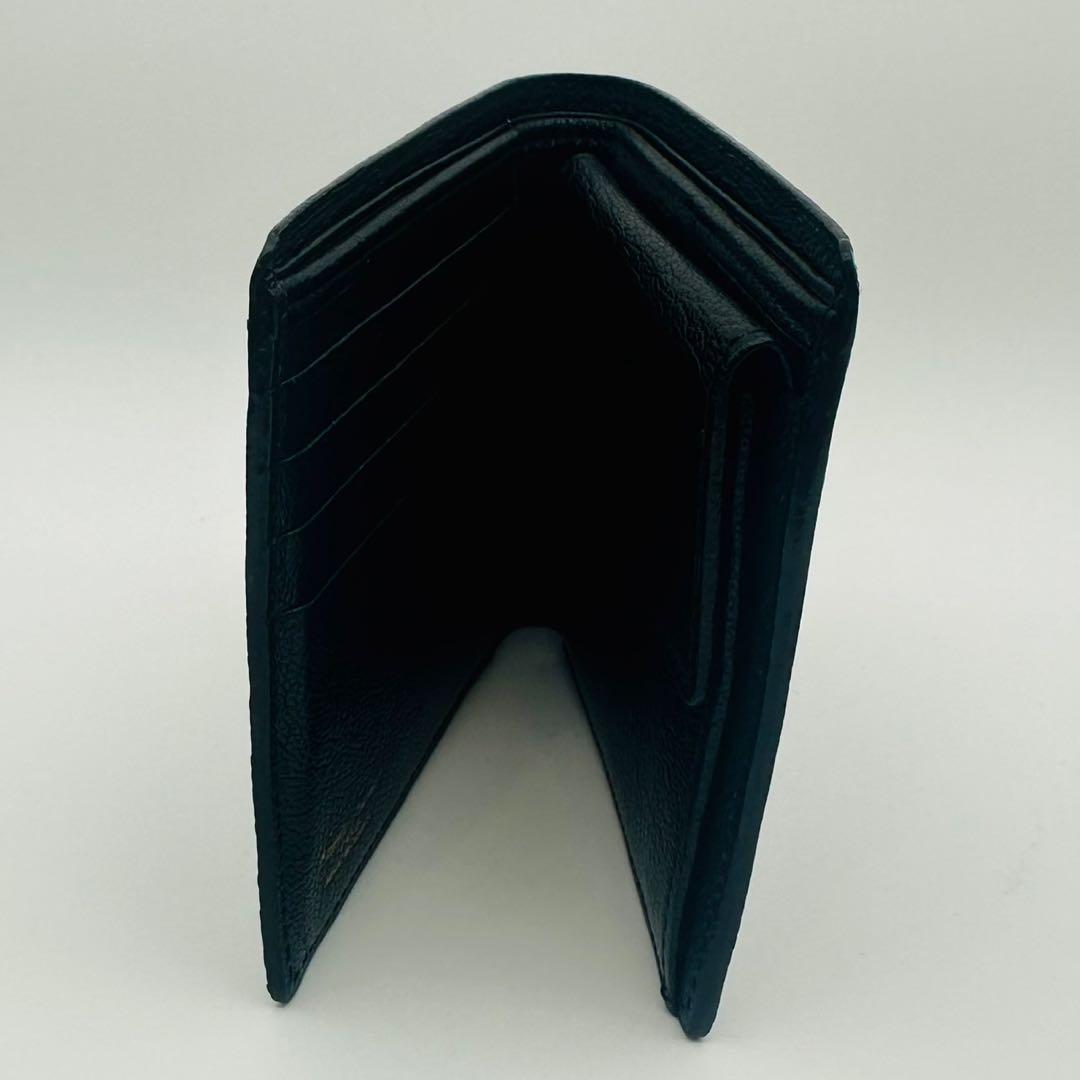 Camille Fournet カミーユフォルネ 黒レザー 二つ折り財布 型押し