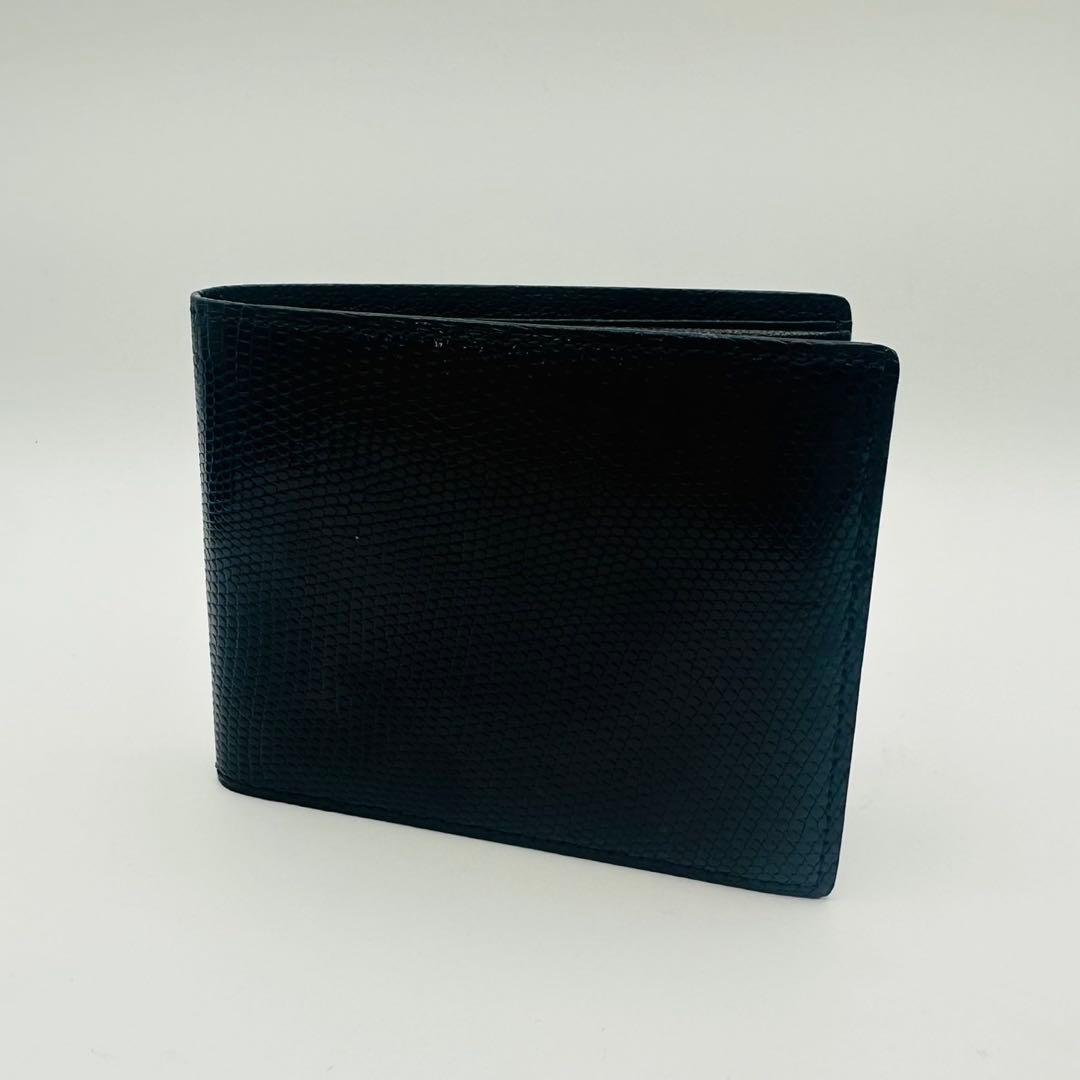 Camille Fournet カミーユフォルネ 黒レザー 二つ折り財布 型押し