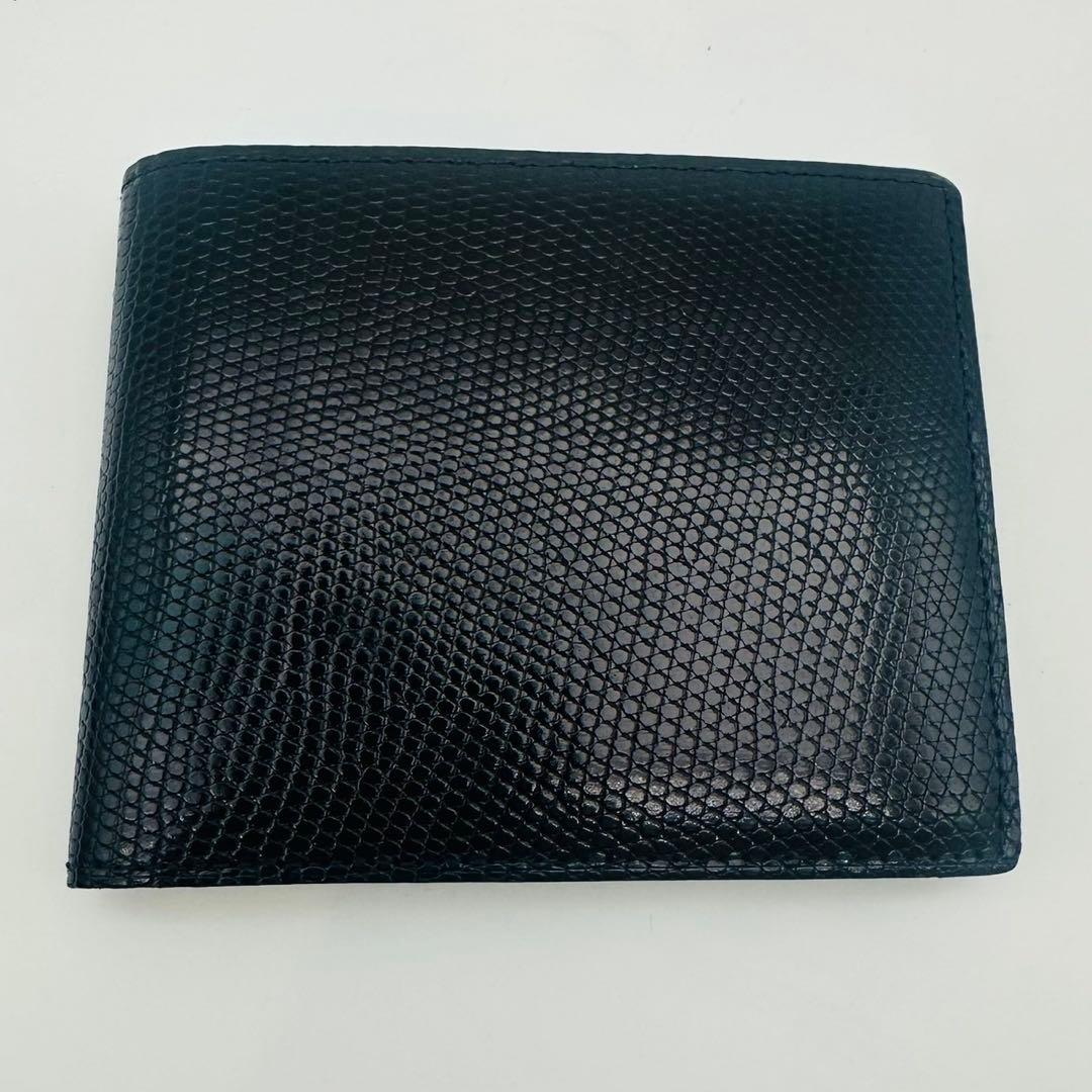 Camille Fournet カミーユフォルネ 黒レザー 二つ折り財布 型押し