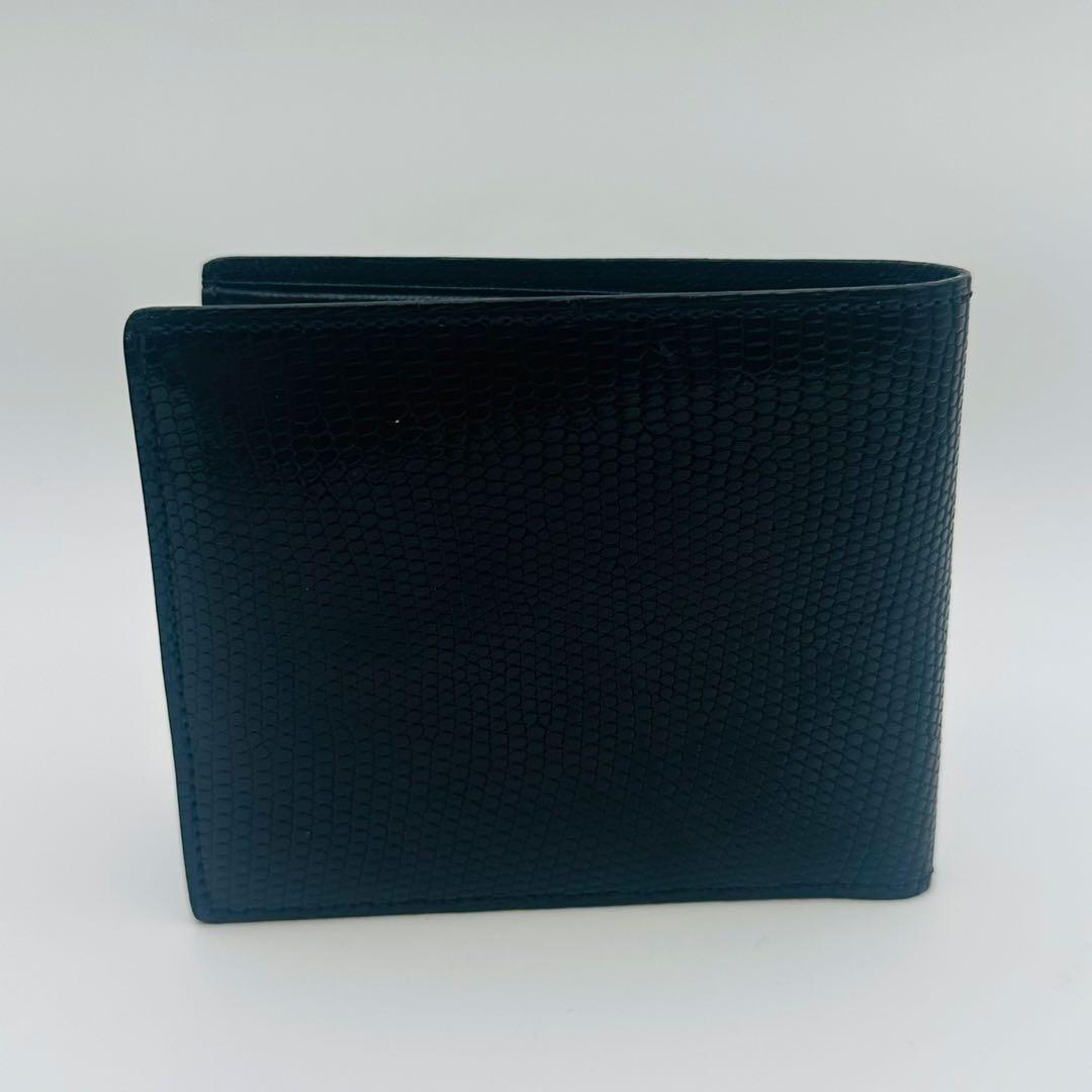 Camille Fournet カミーユフォルネ 黒レザー 二つ折り財布 型押し