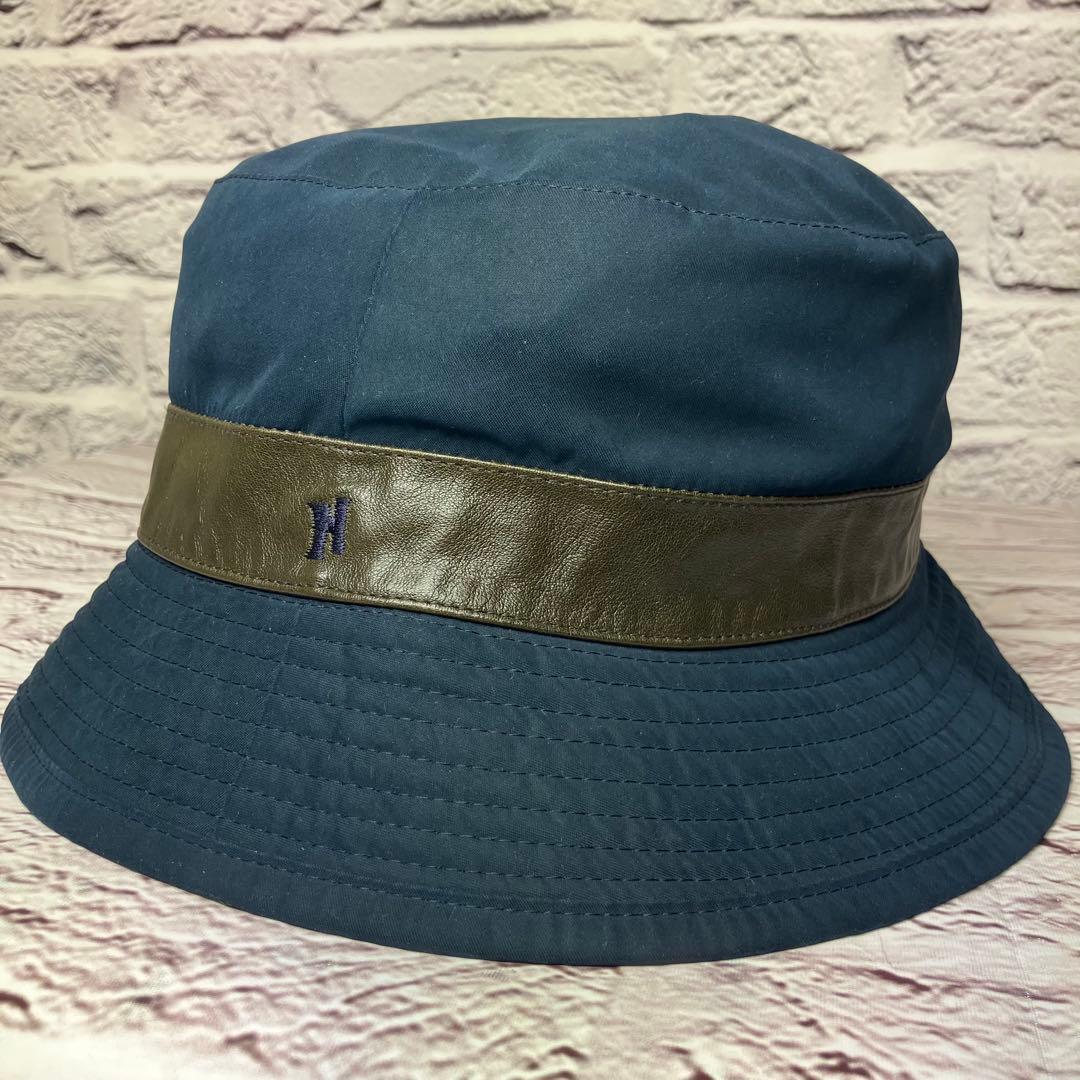 エルメス HERMES ✨バケットハット レザー切替 ロゴ刺繍 57 帽子